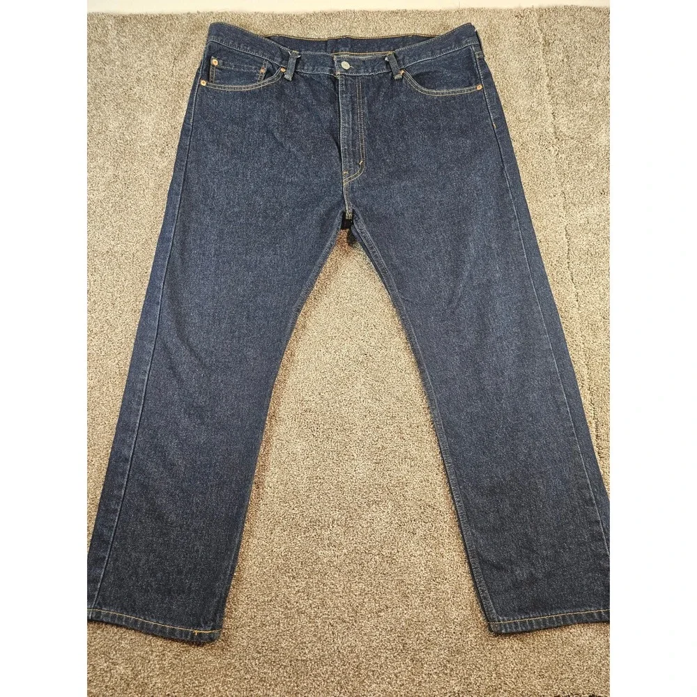 Levis 505 Regular Fit Jeans Mens 40x29 Dark Wash Indigo Blue Denim Straight Leg